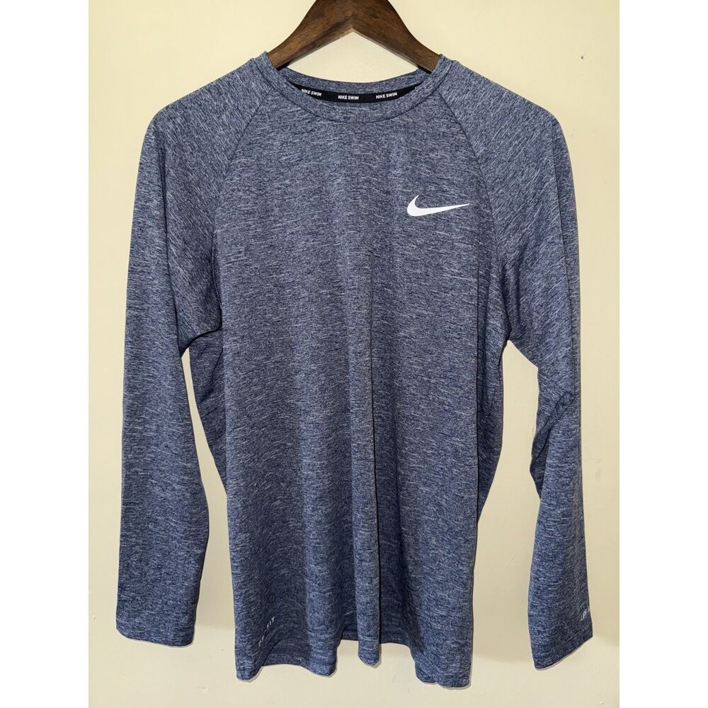 Nike Swim Mens M Hydroguard Essential Dri-FIT UV Long Sleeve Rash Guard Navy